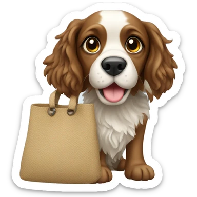 Spaniel with bag sticker