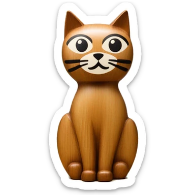 Mid century modern style wooden cat statue sticker