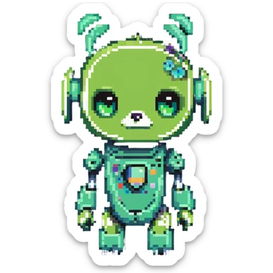 cute GIR robot from Invader Zim in green dog costume sticker