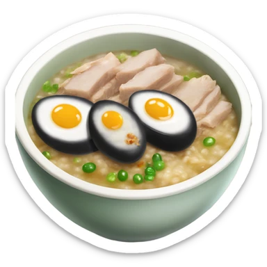 Century egg congee with shredded pork sticker