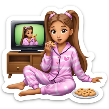 Ariana grande getting a snack and putting on wicked pajamas and watching modern television  sticker
