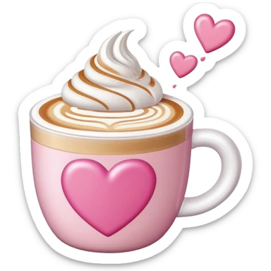 latte with pink accents and hearts sticker