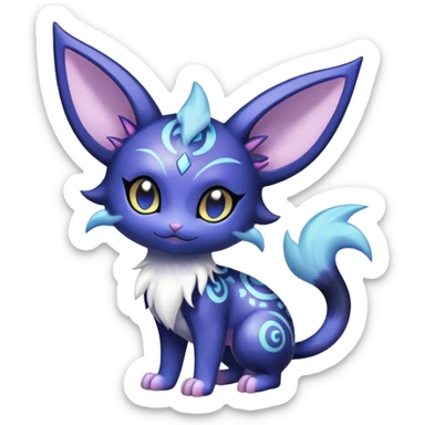 Shiny Cute Adorable Espeon-Litten-Noibat-Meowstic-Hybrid-Creature with pattern-markings sticker