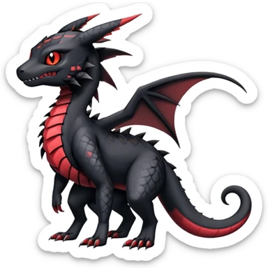 Gothic Scaly Cute Badass Gloomy Dark Guilmon-Salandit-Umbreon-Fakémon-hybrid-creature (full body)  sticker