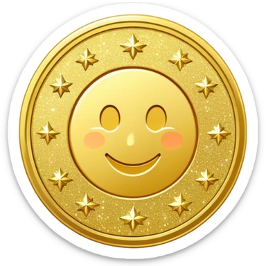 gold coin combined with sparkling glitter, shiny and festive sticker