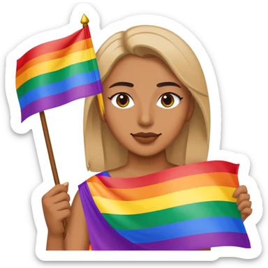woman with lgbt flag sticker