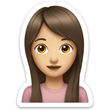 a girl with brown long hair and with long bangs to eyes. Brown eyes sticker