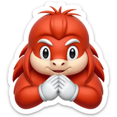 Sonic the hedgehogs friend knuckles a red animal with peach arms and white gloves sticker