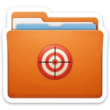 orange file folder with target on the cover sticker