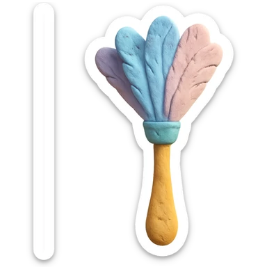 feather duster in claymation style with soft pastel colors and visible fingerprints sticker