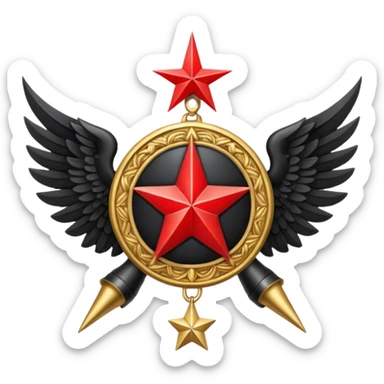 Holy Emblem with black wings and horn and red star in the middle sticker