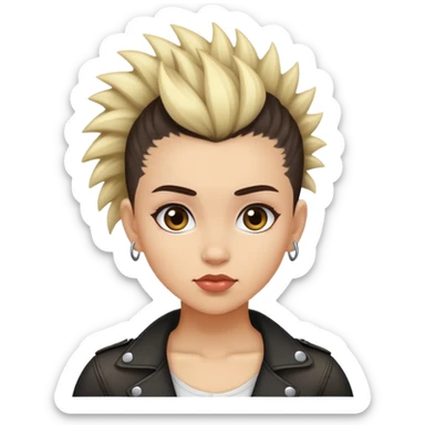 matt girl with mohawk wavy dark hair sticker