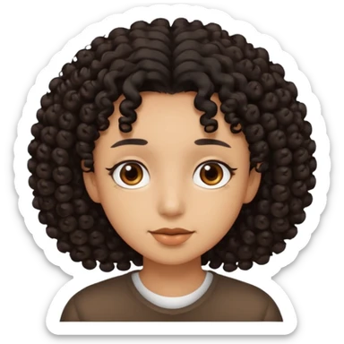 brown soft tone of skin, curly black hair, brown eyes sticker