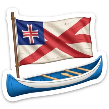 New England flag with a red backgournd white canot sticker