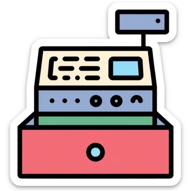 cash register with money drawer open sticker