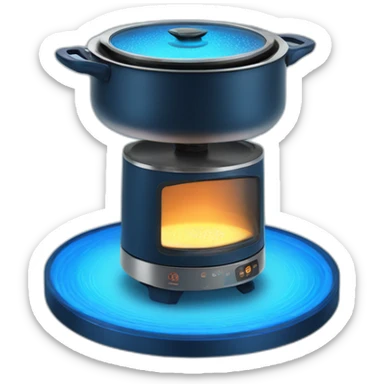 induction stove glowing blue sticker