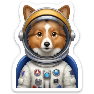 shetland sheepdog tricolor in a space suit without helmet sticker