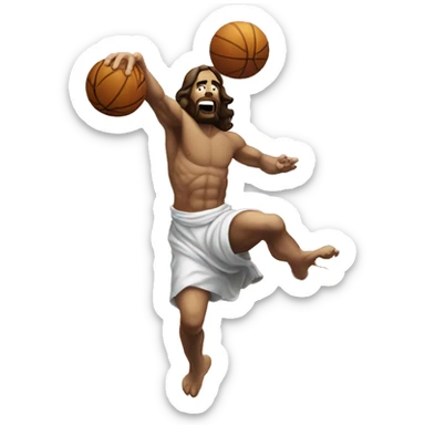 Jesus Christ smash dunking  sticker