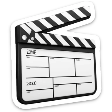 Simple movie slate, black and white rectangles with angled line, abstract geometric design sticker