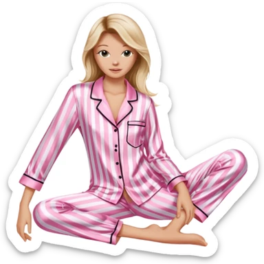 Striped pink and white silk Victoria’s Secret pajama set sticker