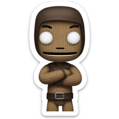 sackboy looking cross and arms folded sticker