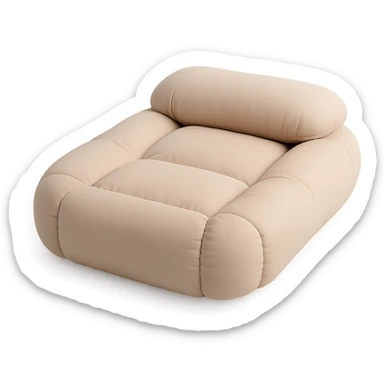 minimalist cushion style bed, rounded edges, soft color palette sticker