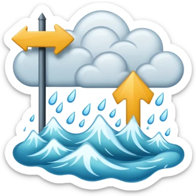 flood with wrong sign pointing or arrow to clouds sticker