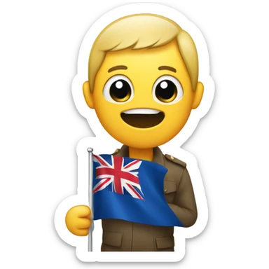 Meh face holding a party flag in hand sticker