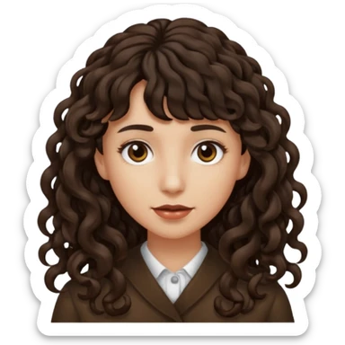 Fais la frange plus tordu la peau plus foncé et les cheveux bruns et bien plus long mais avec les cheveux bouclés  sticker