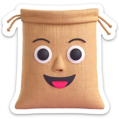 face made of burlap sack material sticker