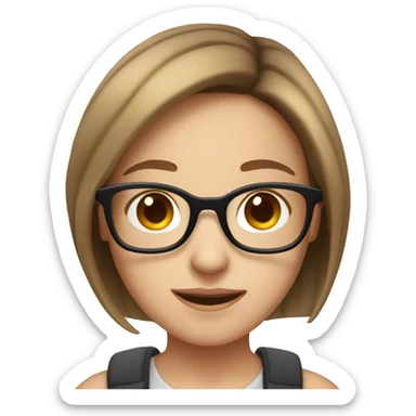 Light Fair skin girl with brown hair, and glasses  sticker