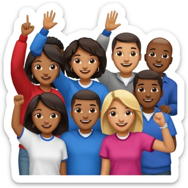 African American crowd of fans men and women at a rap concert sticker