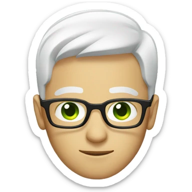 guy with square glasses with short hair, white green eyes sticker