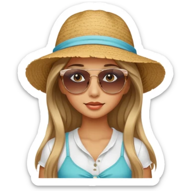pretty girl with long hair and highlights makeup 🐬 at the beach. 🏝️ sticker