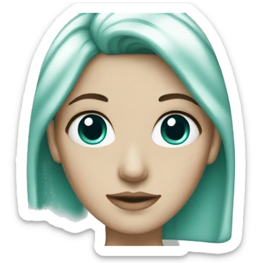 White girl with teal hair sticker