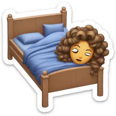 sleeping beauty lying in bed but with crazy bed head that is long and brownish. she is in a matching navy blue pajama set sticker