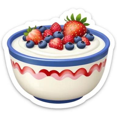 create a bowl with iogurt and berries emoji ios style  sticker