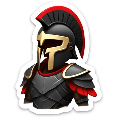 Fantasy spartan warrior male wearing detailed black armor with a red plumed helmet
 sticker