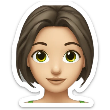 green eyed brunette touching hair sticker