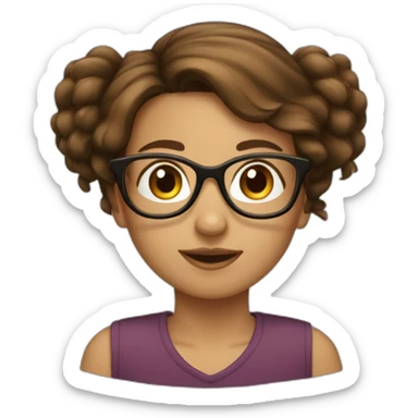 girl with glasses, brown long and a little bit curty hairs sticker