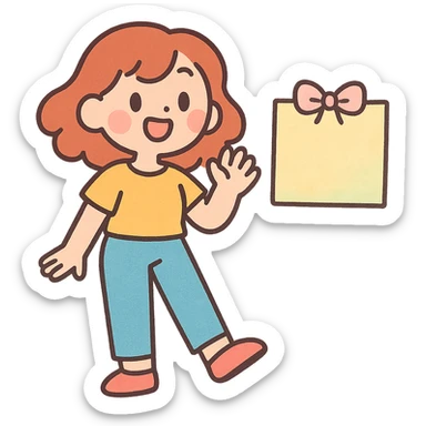 pastel watercolor sticky note with a small bow, soft kawaii style, Japanese stationery, full body sticker