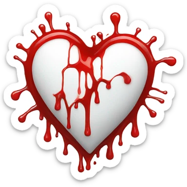 White heart with bleeding  sticker