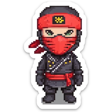 masked ninja, red headband sticker