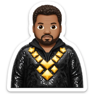 Fatman Scoop with dark brown hair, black sequin outfit sticker