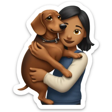 Me hugging my dachshund sticker