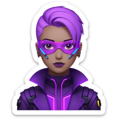neutre gender neon cyberpunk light purple, I don't want you to use props, não utilizar óculos sticker