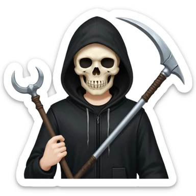 skull head, black hood, scythe sticker
