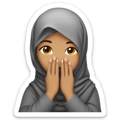 Hijabi girl with covering her face with her hand sticker