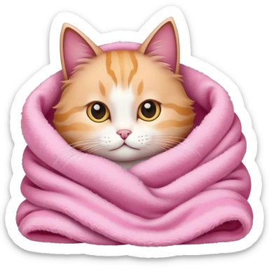Cat with a pink blanket sticker