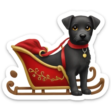 Patterdale dog pulling santas sleigh sticker